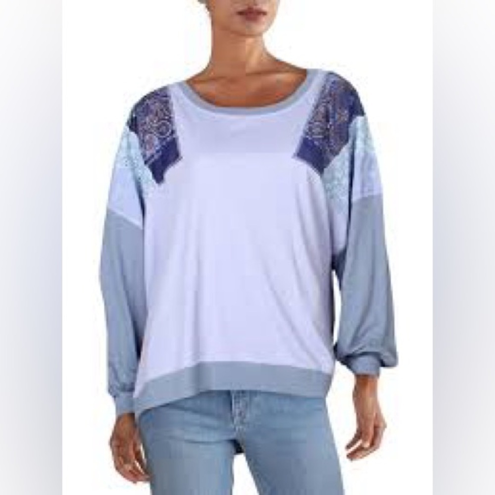 We The Free Feelin It Boho Patchwork Blouse Size … - image 1